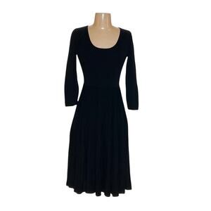 Carmen Marc Valvo Black Knit Pleated Skirt Sweater Dress XL